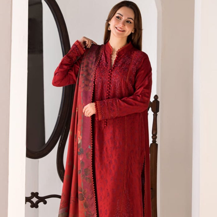 AIZAL – EC668 | UNSTITCHED | EMBROIDERED 3 PIECE