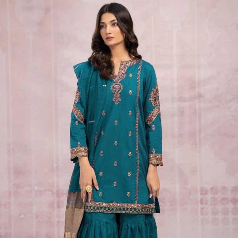 ZARA SHAHJAHAN- SUMMER 3PC LAWN EMBROIDERED SUIT - RL2701 B