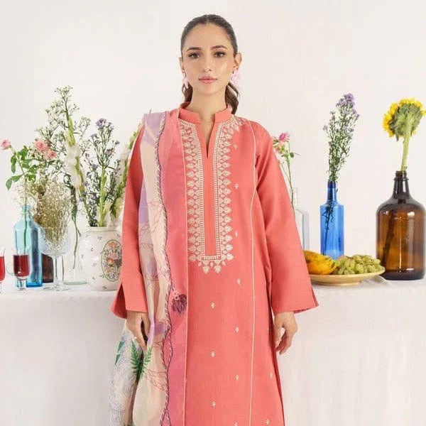 MAHNUR - 3PC UNSTITCHED LAWN EMBROIDERED SUIT - ZA117