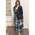 ELEGANT DHANK SUIT WITH HEAVY NECK EMBROIDERY & PRINTED SHAWL -MG