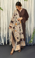 Dhanak-3PC Embroidered Shirt with Digital Printed Wool Shawl