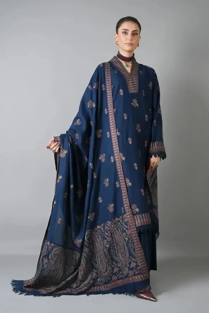 Embroidered 3PC Suit – Premium Festive Collection ZA - 101206