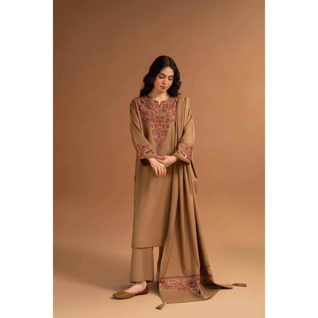 Pezwan - Winter 3PC Dhanak Embroidered Suit - SS0418