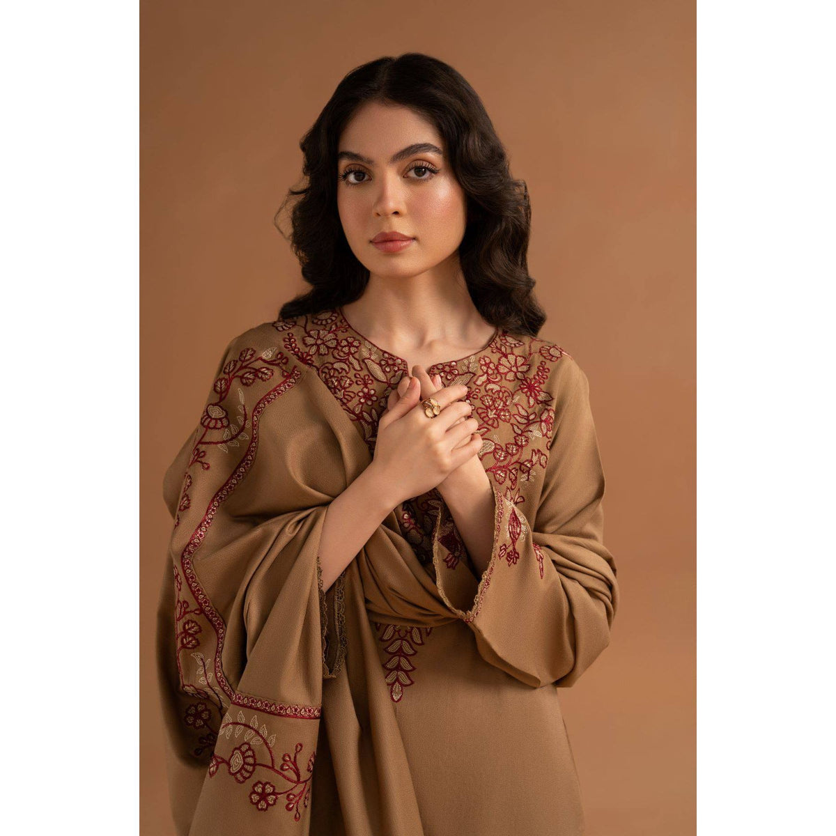 Pezwan - Winter 3PC Dhanak Embroidered Suit - SS0418
