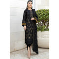 ELEGANT DHANK SUIT WITH HEAVY NECK EMBROIDERY & PRINTED SHAWL -MG