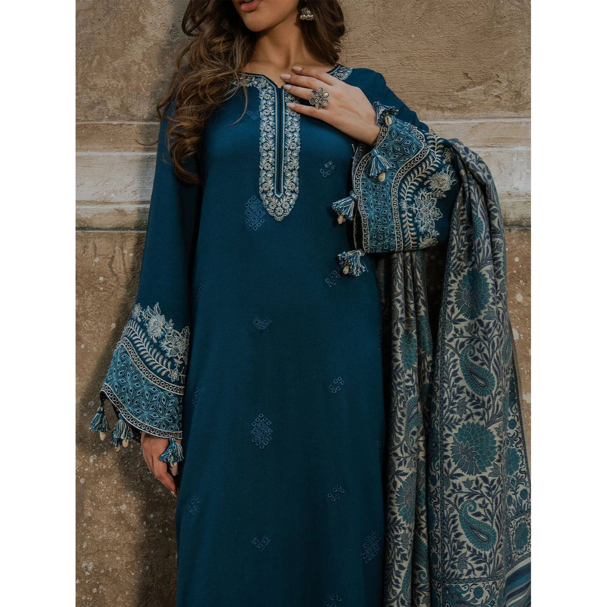 IZEL-3PC DHANAK EMBROIDERED SUIT | BIC-4364 B