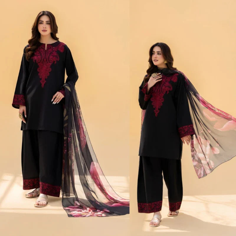 DHANAK EMB 3PC SUIT ZA - 101202